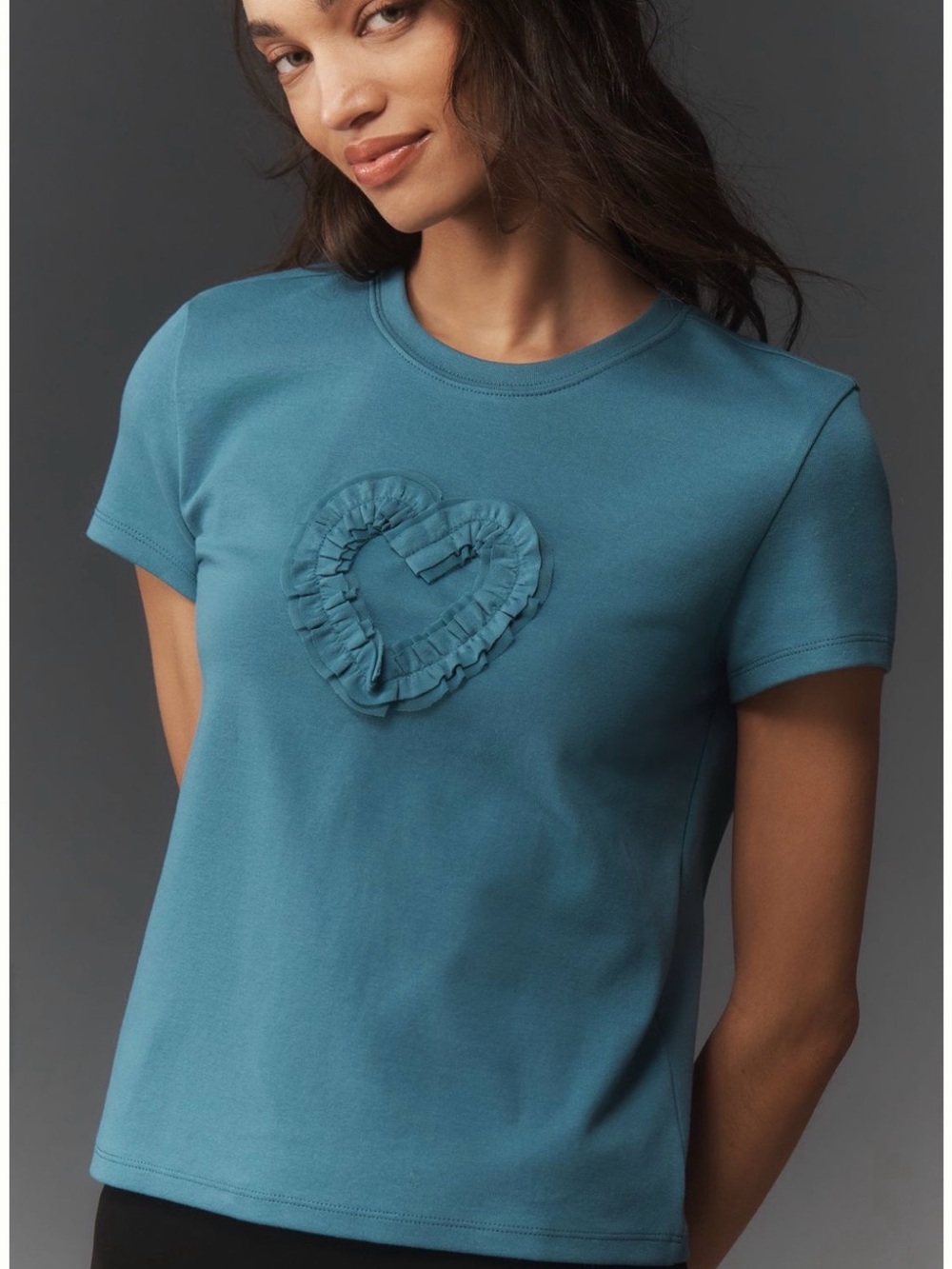 Maeve Captains Blue Heart Ruffle Tee - Blue